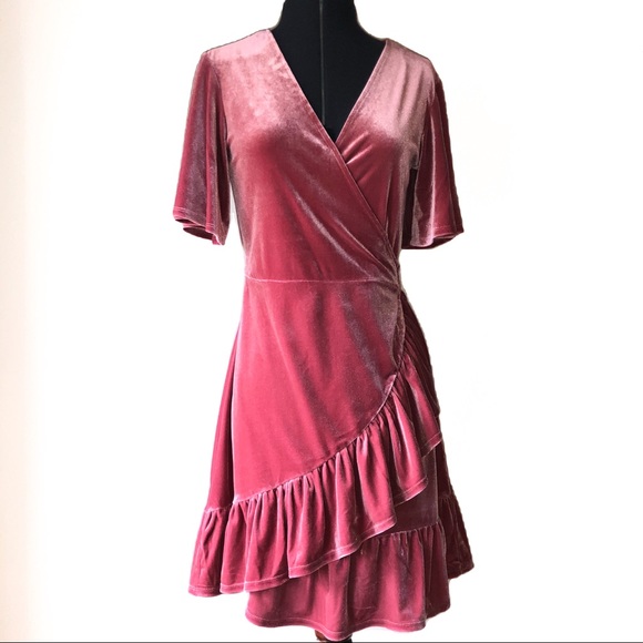 1. State Dresses & Skirts - 1.State Velvet wrap dress in rose color-